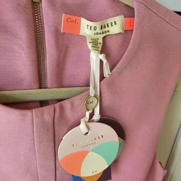 NWT $229 Ted Baker Papron Tie Front Dress-Pink-(Ted Baker Size 1) - Picture 7 of 13